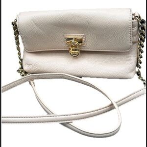 Calvin Klein Cream Crossbody Bag with Gold Chain